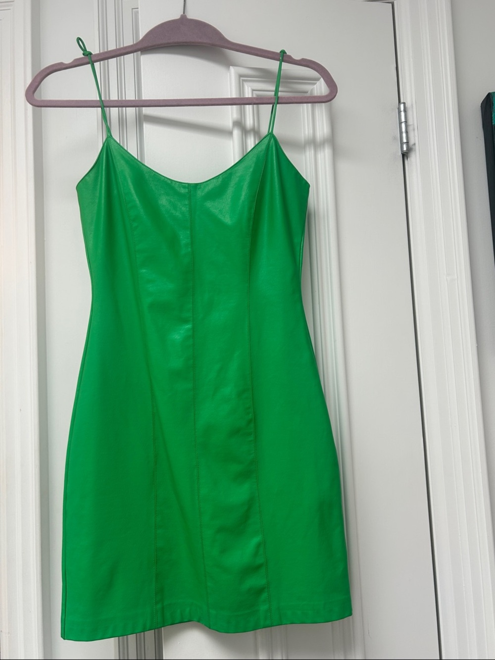 Amanda Uprichard Green Vegan Leather Mini Dress